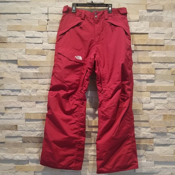 North Face Mens Small Red Ski Snow Pants Suit Bibs Snowboard Winter Pant Guys